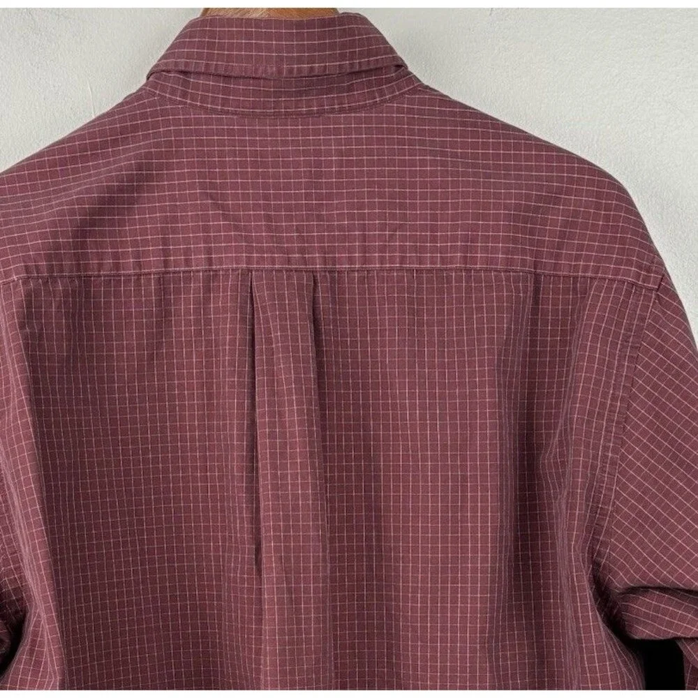 Brooks Brothers Mens M Rust Burgundy Check Cotton long sleeve Button Down Cotton
